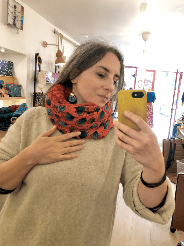 Echarpe double tour Sherpa - PLUMES - rouge