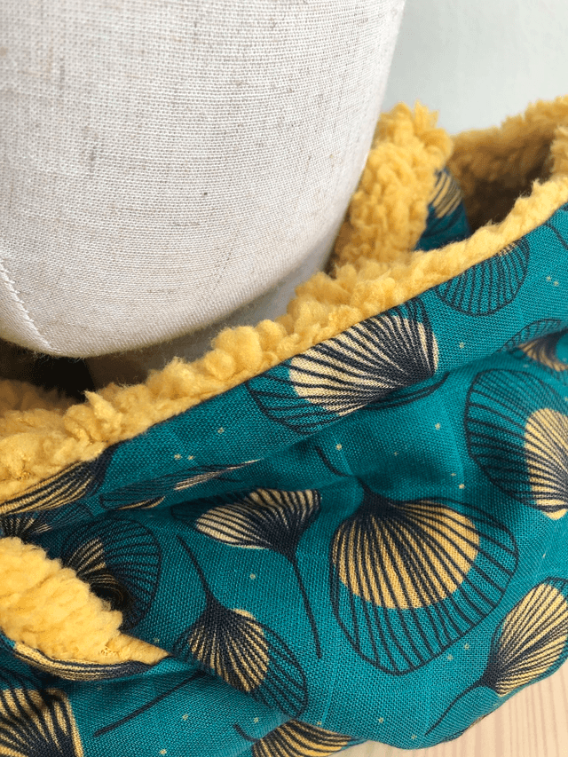 Echarpe double tour Sherpa - PLUMES - vert et jaune