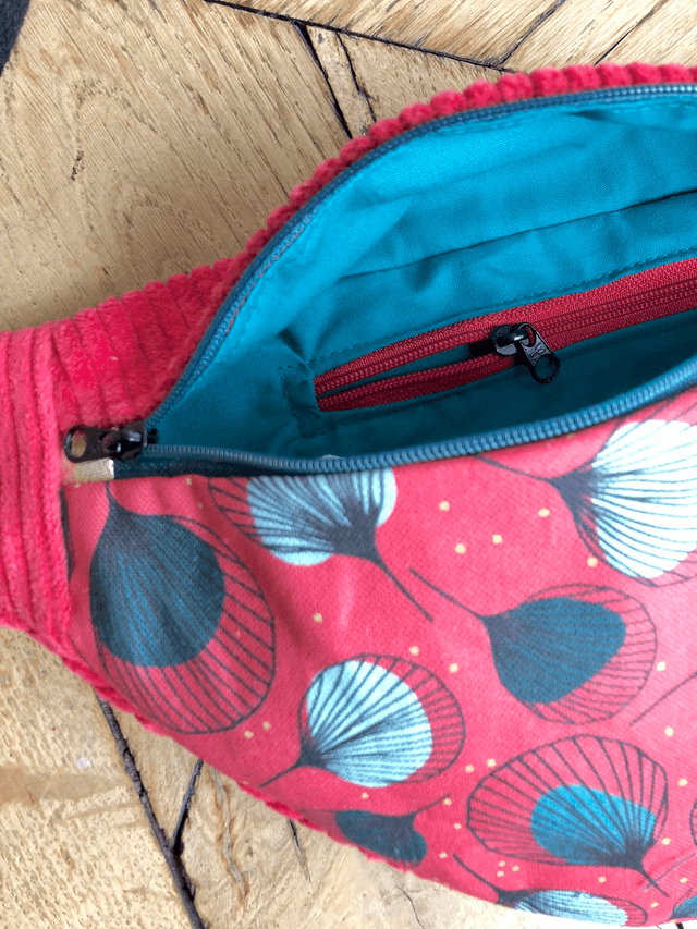 Sac Banane velours côtelé  - PLUMES - rouge
