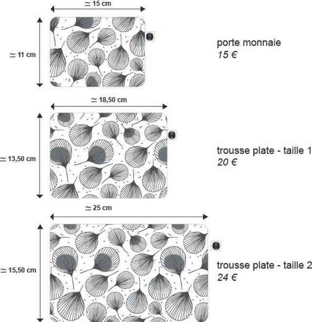 Trousse porte-monnaie -  PLUMES rouges fond rose clair