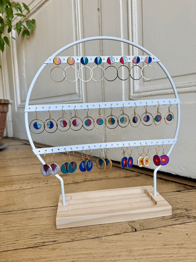 Boucles d'oreilles - PUCERING BAUHAUS- bleu et vert
