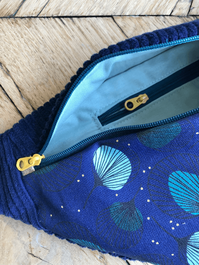 Sac Banane velours côtelé  - PLUMES - bleu marine