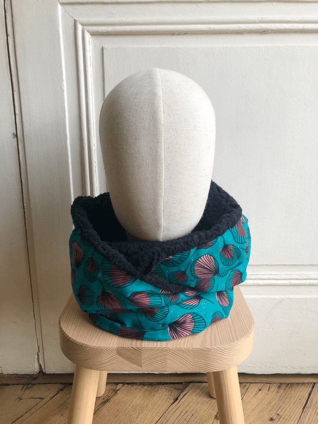 Echarpe double tour Sherpa - PLUMES - vert et noir