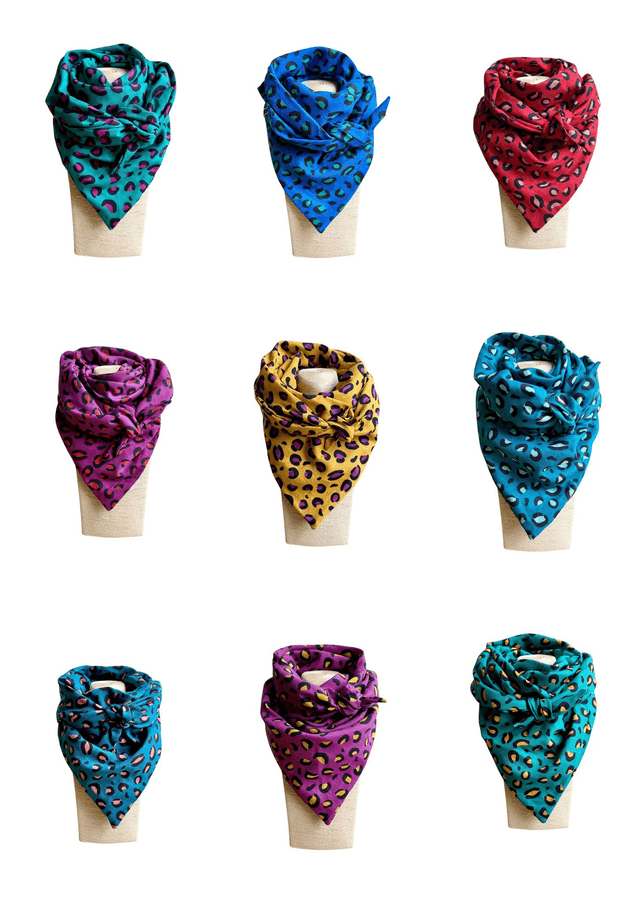 Foulard triangle - LEOPARD rose
