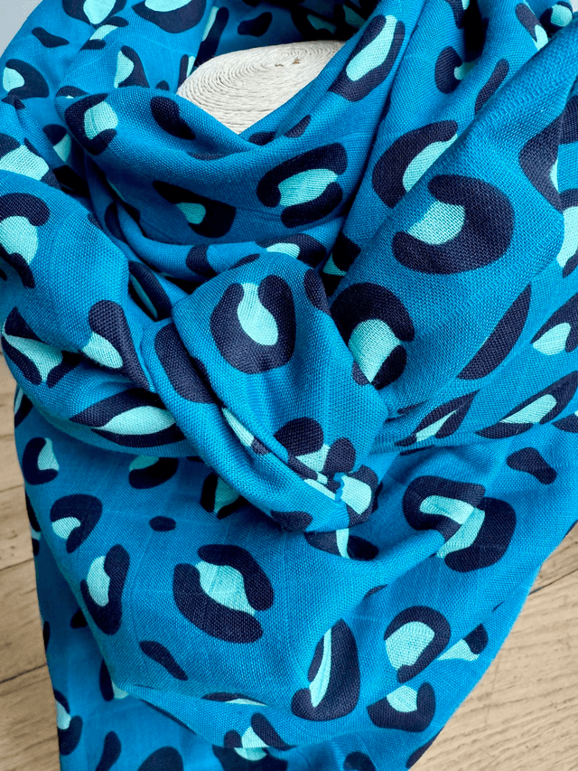 Foulard triangle - LEOPARD pétrole et vert clair
