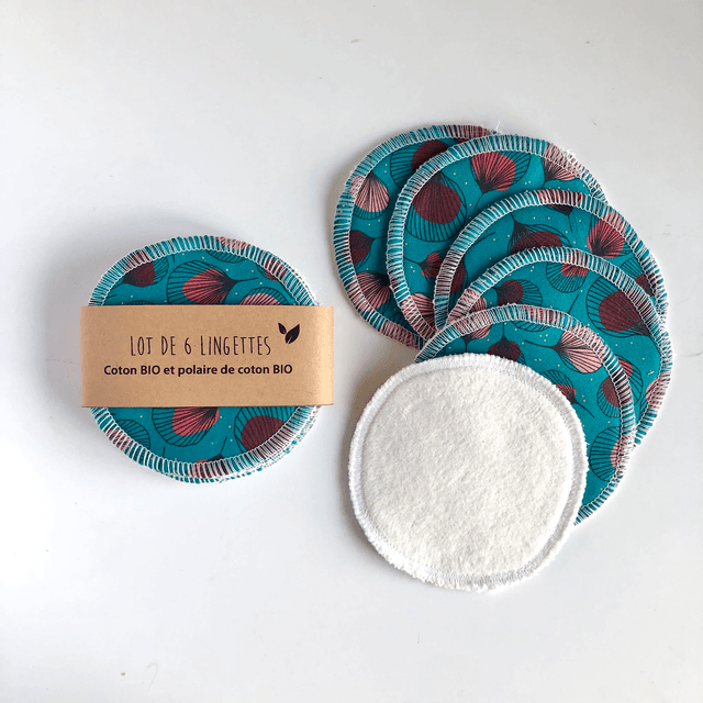 Lingettes démaquillantes -  Plumes rouge fond vert
