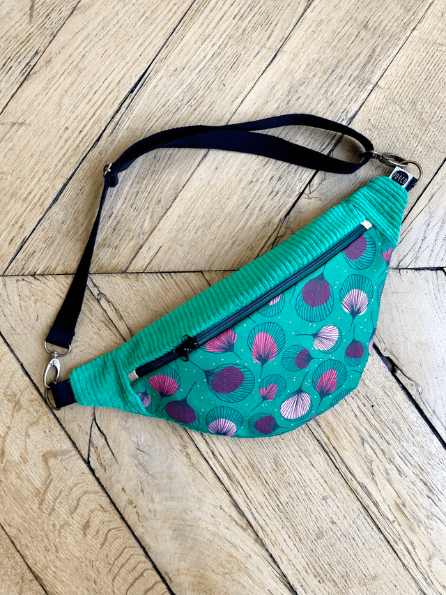Sac Banane velours côtelé  - PLUMES - vert