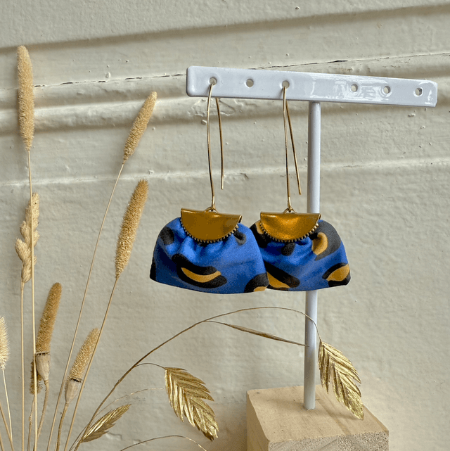 Boucles d'oreilles -  LONGUES LÉOPARD - bleu