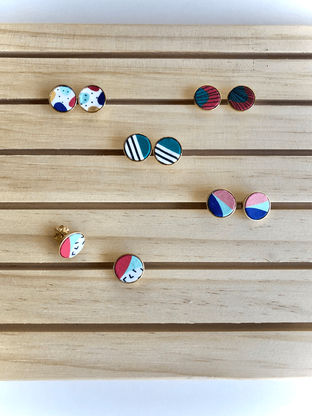 Boucles d'oreilles - PUCE BAUHAUS - rouge, vert et blanc