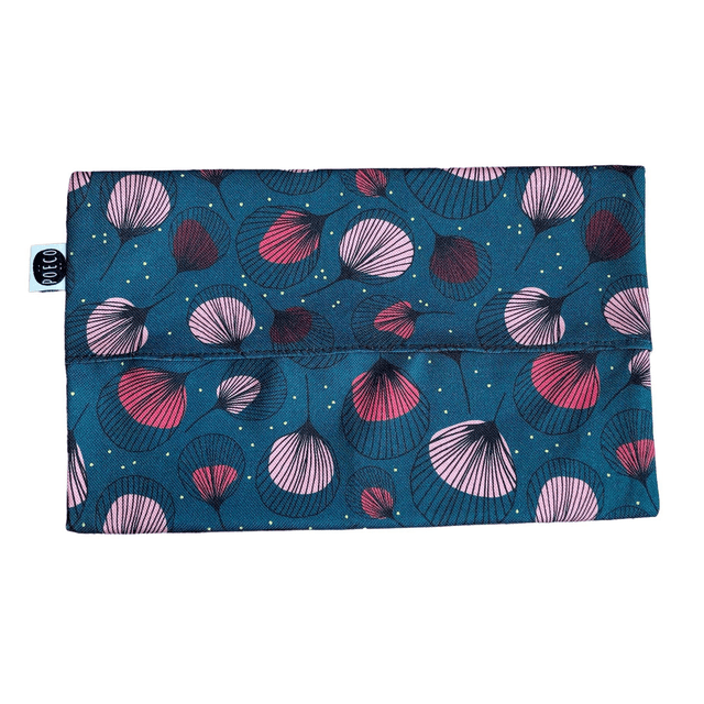 Pochette mouchoirs - PLUMES rouge fond vert foncé