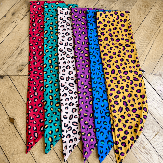 Echarpe 180 cm de long - LÉOPARD - jaune et prune