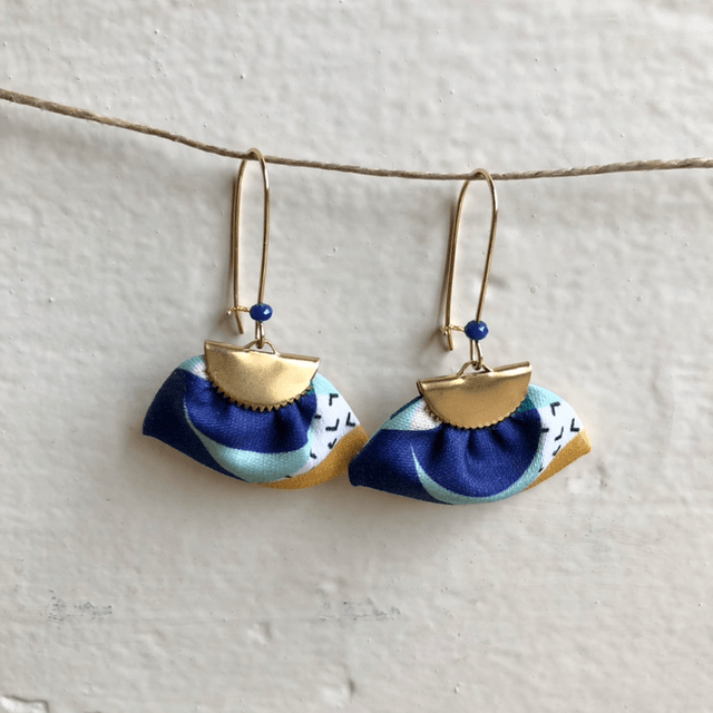 Boucles d'oreilles - DORMEUSES BAUHAUS - bleu , vert et jaune