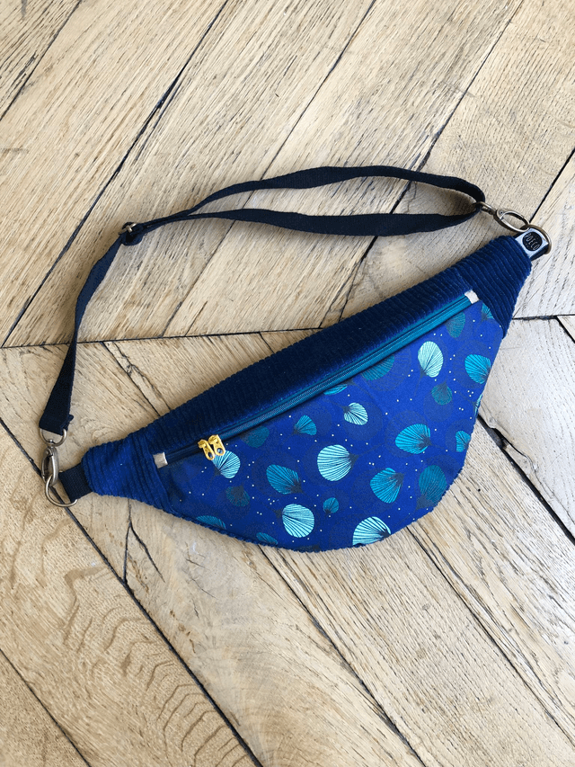 Sac Banane velours côtelé  - PLUMES - bleu marine