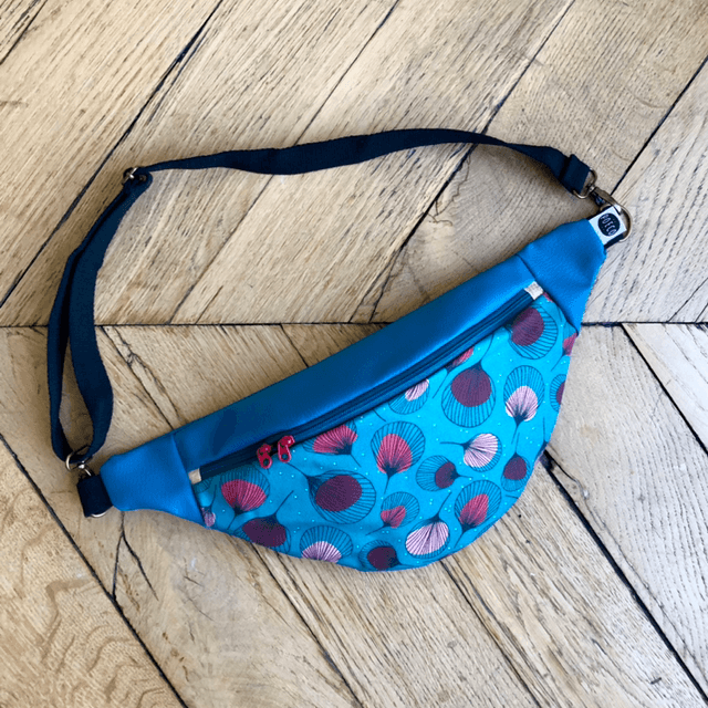 Sac Banane simili cuir  - PLUMES - bleu pétrole 