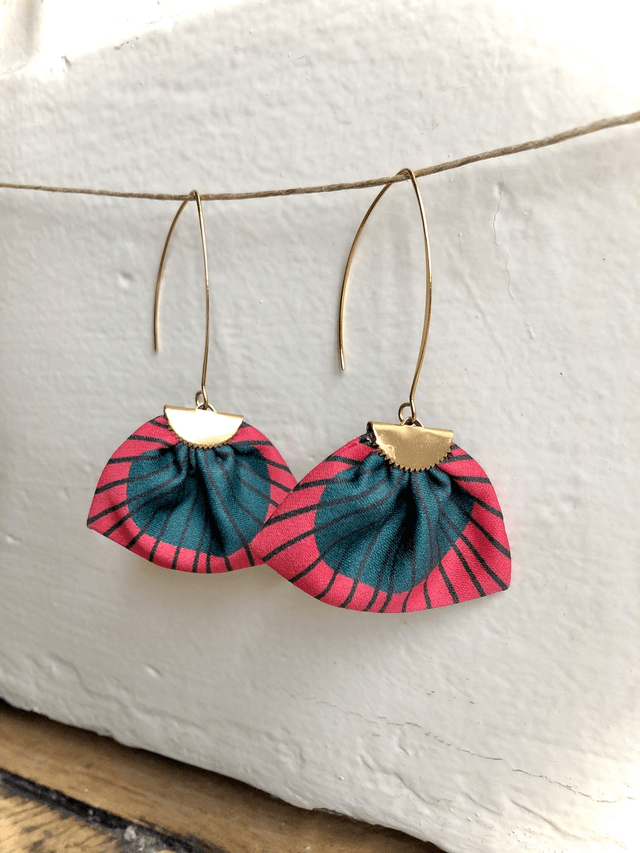 Boucles d'oreilles - LONGUES PLUMES - rouge et vert