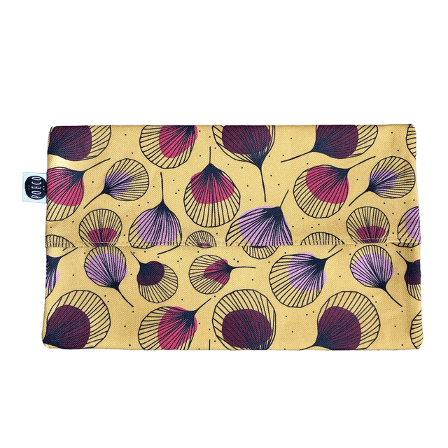 Pochette mouchoirs - PLUMES rouge fond jaune