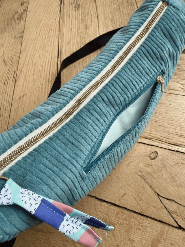 Sac Demi Lune velours côtelé - Bleu Clair - motifs BAUHAUS