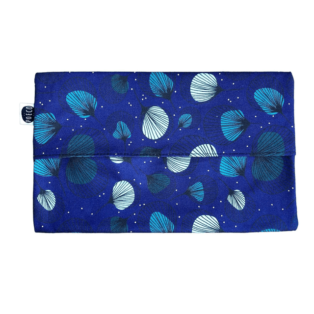 Pochette mouchoirs - PLUMES vertes fond bleu marine