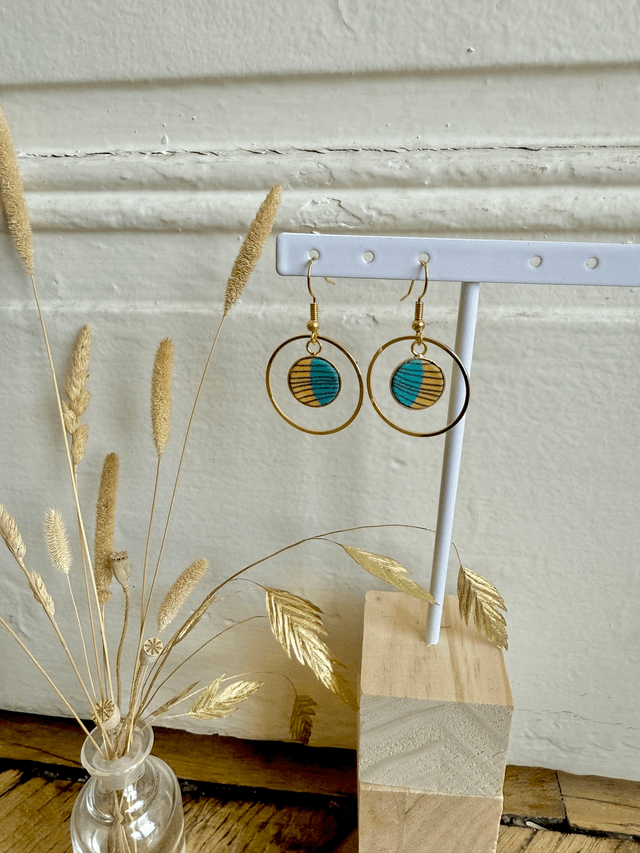 Boucles d'oreilles - HOOKRING PLUME - jaune et vert