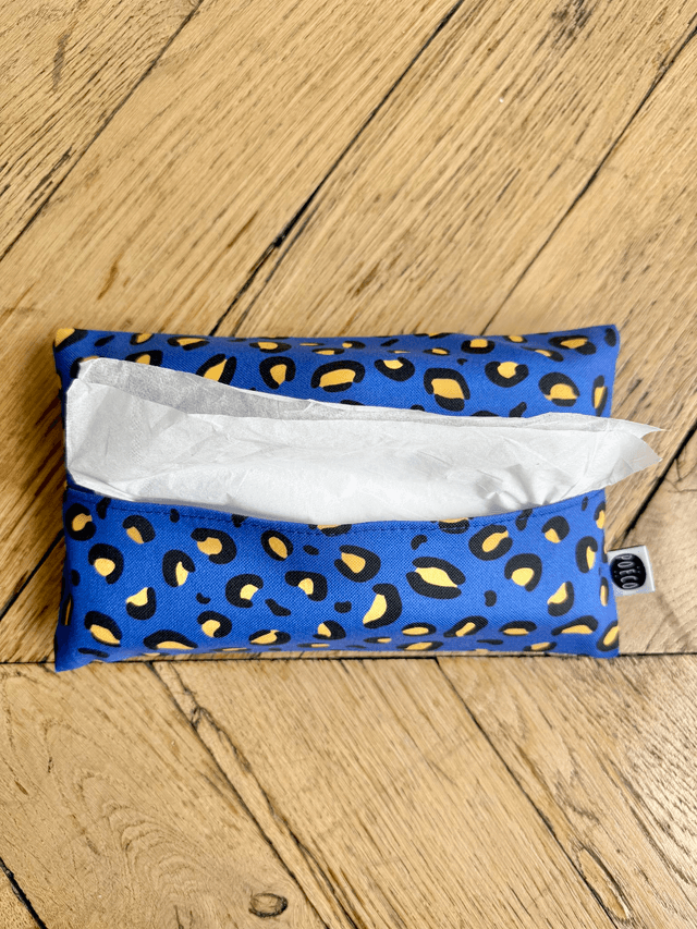 Pochette mouchoirs - LEOPARD ( bleu- jaune) 