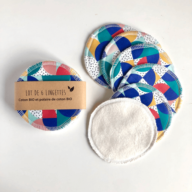 Lingettes démaquillantes -  Bauhaus ( bleu - vert - rouge - jaune)