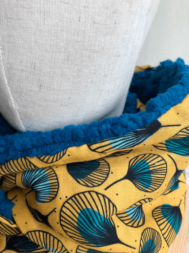 Echarpe double tour Sherpa - PLUMES - jaune et turquoise
