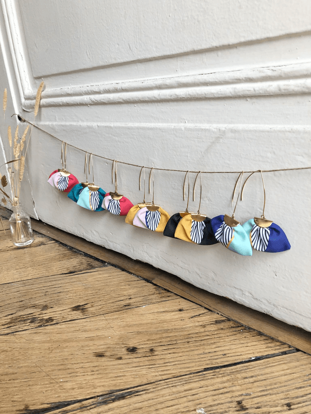 Boucles d'oreilles -  LONGUES RAYEES - vert et jaune