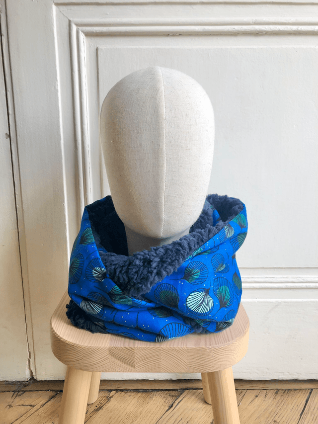 Echarpe double tour Sherpa - PLUMES - bleu et vert