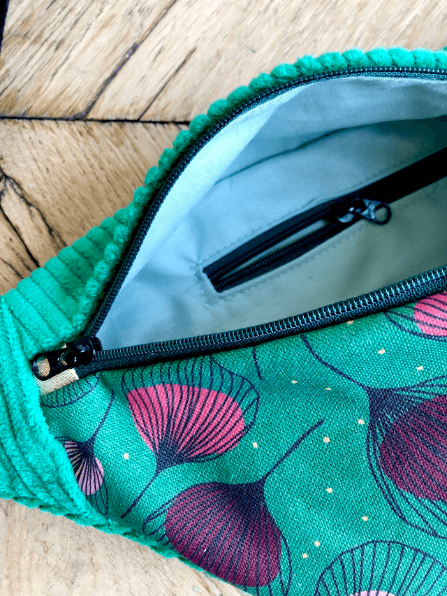 Sac Banane velours côtelé  - PLUMES - vert