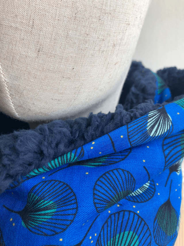 Echarpe double tour Sherpa - PLUMES - bleu et vert