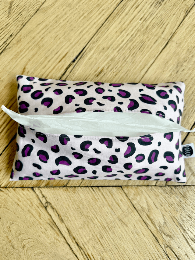 Pochette mouchoirs - LEOPARD ( rose - prune )