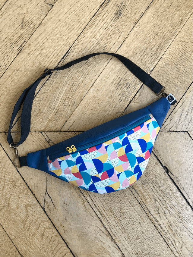 Sac Banane simili cuir - BAUHAUS -  bleu marine