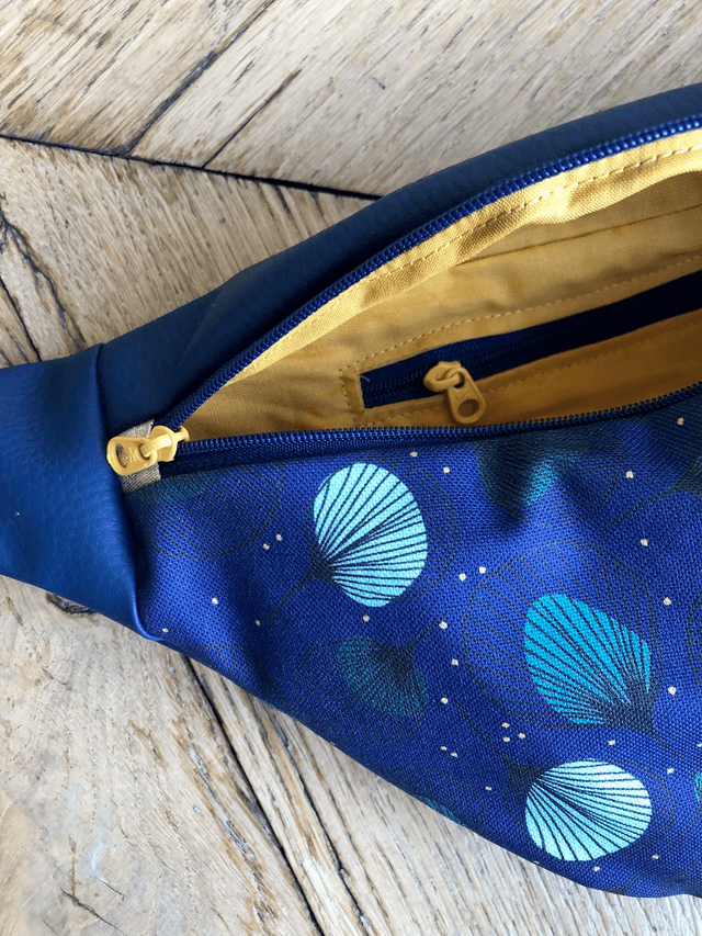 Sac Banane simili cuir - PLUMES -  bleu marine