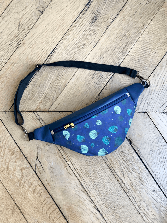 Sac Banane simili cuir - PLUMES -  bleu marine