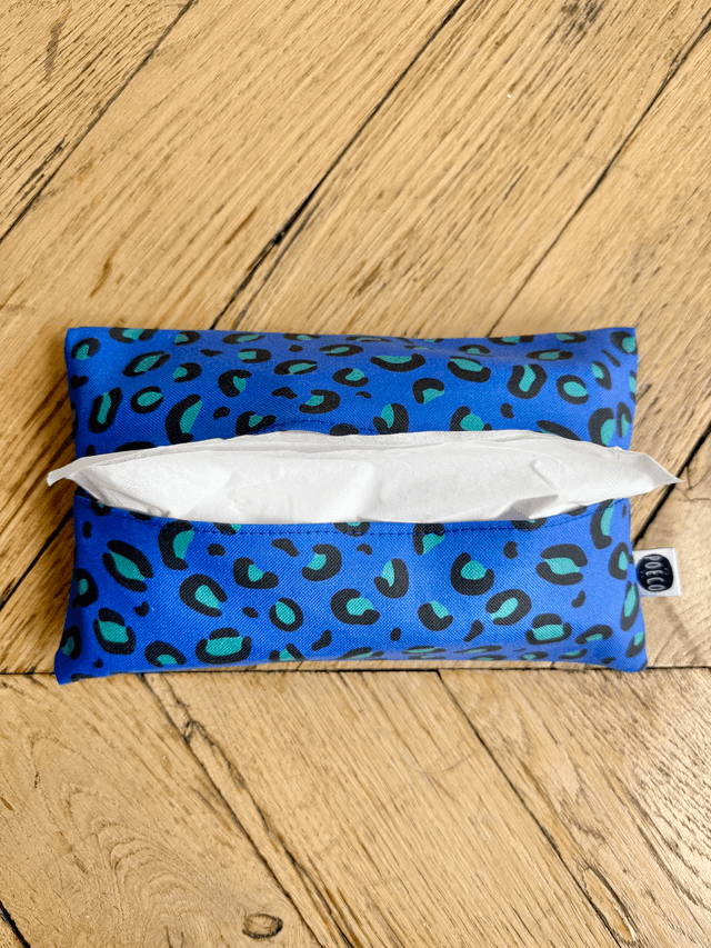 Pochette mouchoirs - LEOPARD ( bleu - turquoise) 
