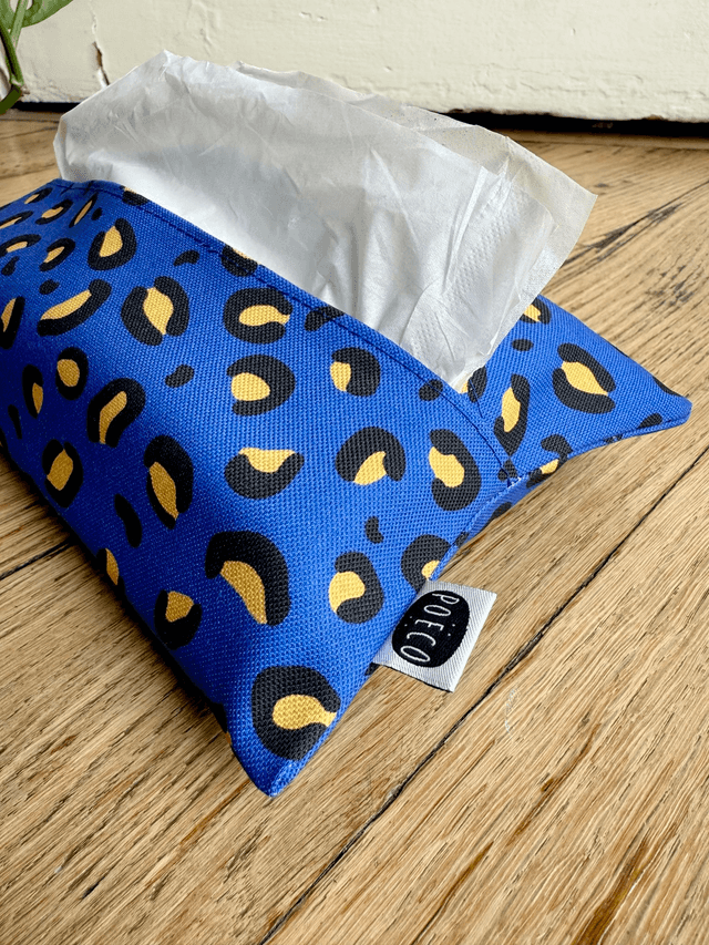 Pochette mouchoirs - LEOPARD ( bleu- jaune) 