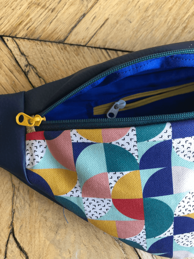 Sac Banane simili cuir - BAUHAUS -  bleu marine