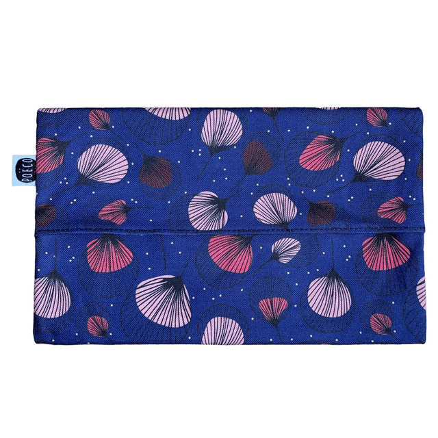 Pochette mouchoirs - PLUMES  rouge fond bleu