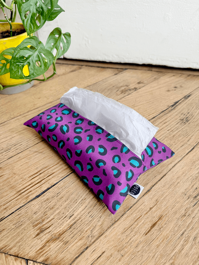 Pochette mouchoirs - LEOPARD ( pune - turquoise)