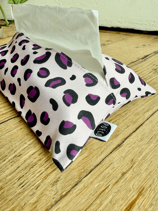 Pochette mouchoirs - LEOPARD ( rose - prune )