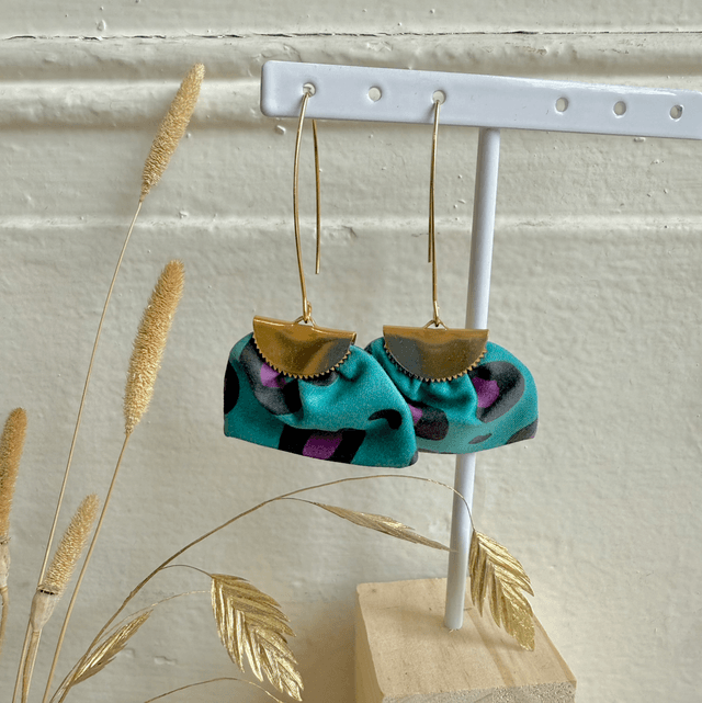 Boucles d'oreilles -  LONGUES LÉOPARD - turquoise