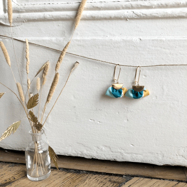 Boucles d'oreilles - DORMEUSES BAUHAUS - vert et jaune