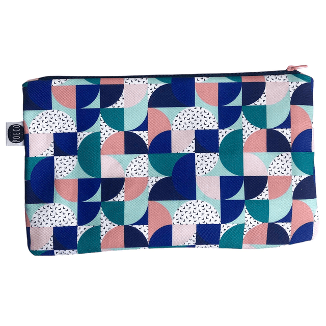 Trousse plate - BAHAUS ( bleu - vert - rose)