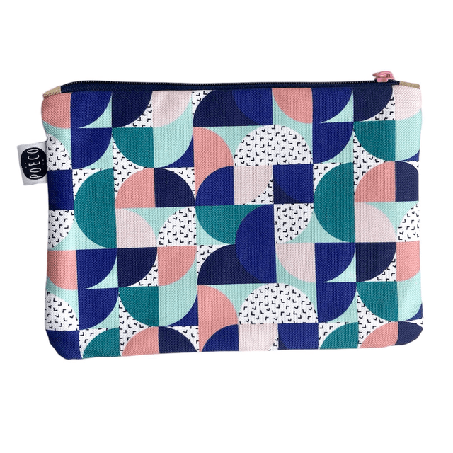 Trousse plate - BAHAUS ( bleu - vert - rose)
