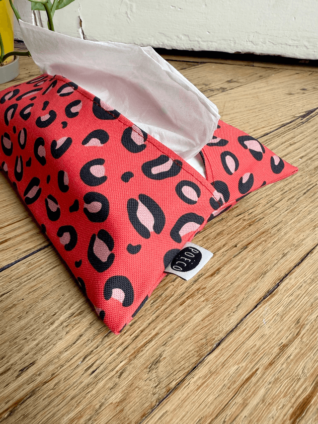 Pochette mouchoirs - LEOPARD ( rouge - rose)