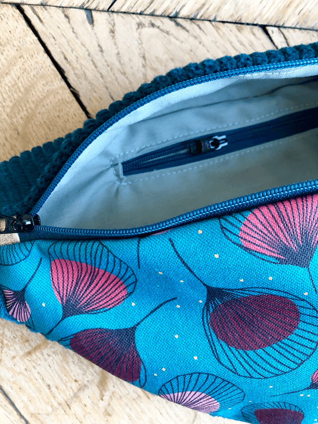 Sac Banane velours côtelé  - PLUMES - vert foncé