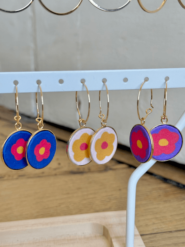 Boucles d'oreilles - CREOLES PLUMES -vert et rouge