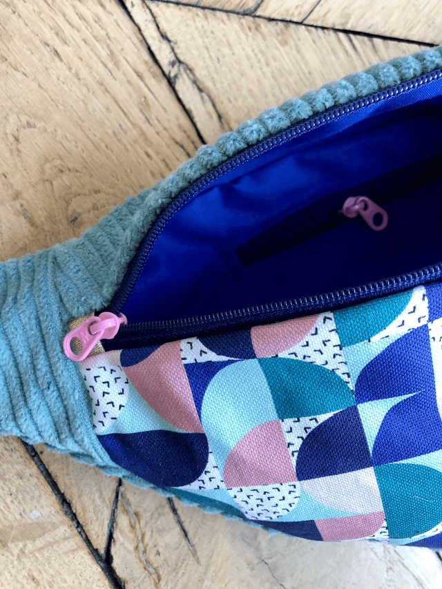 Sac Banane velours côtelé - BAUHAUS - bleu clair
