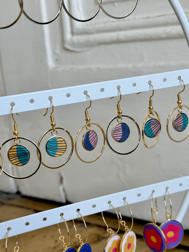 Boucles d'oreilles - HOOKRING PLUME - bleu et vert