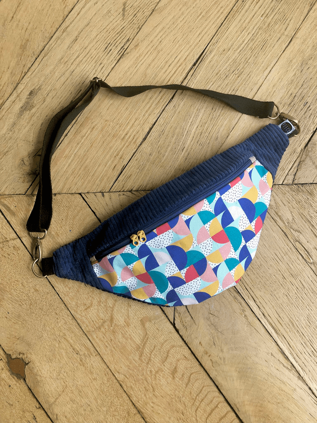 Sac Banane velours côtelé - BAUHAUS - bleu marine